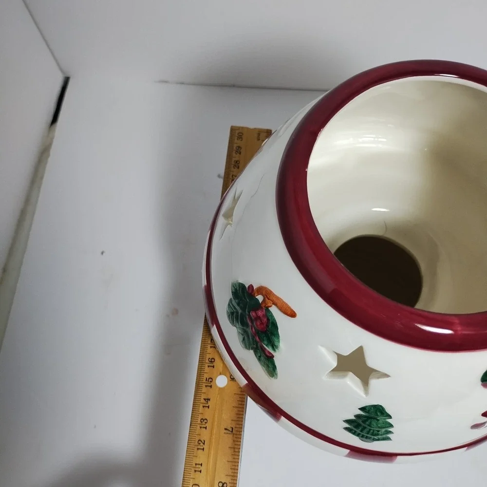 Ceramic Christmas Candle Lamp Shade & Base Holder for Large Pillar Candles 9